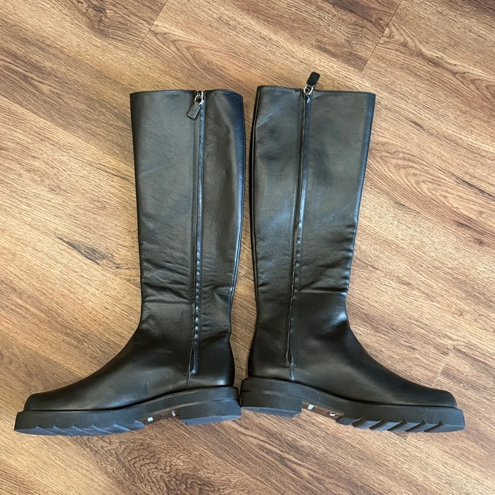 New Stuart Weitzman Mila Lift Leather Knee High Boots